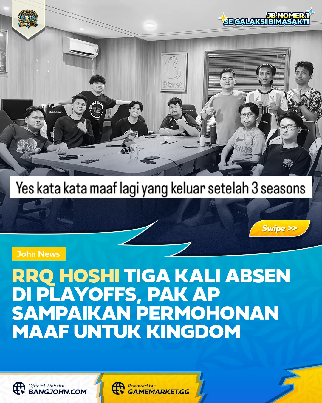RRQ Hoshi Tiga Kali Absen di Playoffs, Pak AP Sampaikan Permohonan Maaf untuk Kingdom
