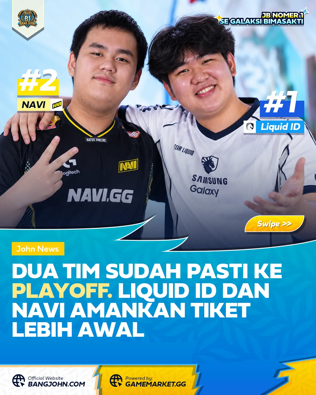 Dua Tim Sudah Pasti ke Playoff Liquid ID dan NAVI Amankan Tiket Lebih Awal
